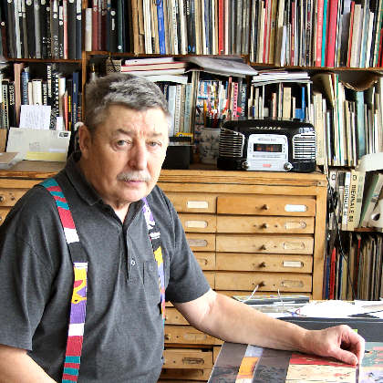 Volker Pfüller im Atelier ca. 2013; Foto: Wolf Erdel