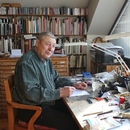 Volker Pfüller im Atelier, 2017